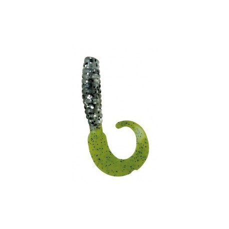 POCH.x50 CURLTAIL GRUB 4  CLEAR/CHARTREUSE TAIL