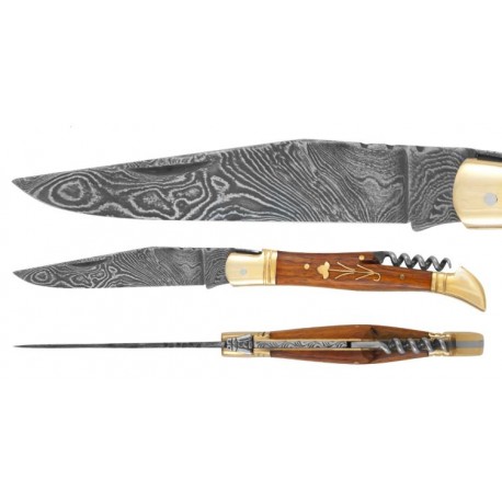DAMAS - Couteau 12 cm avec tire bouchon - palissandre