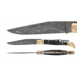 DAMAS - Couteau 12 cm avec tire bouchon - corne
