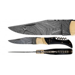 DAMAS - Couteau 11,5 cm avec tire bouchon - corne