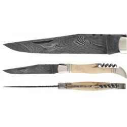 DAMAS - Couteau 12 cm avec tire bouchon - os